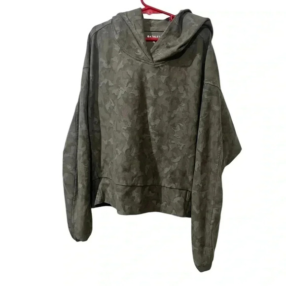 ATHLETA Green Camo Farallon Cropped Stretch Hoodie xs athleisure activewear - Picture 1 of 4